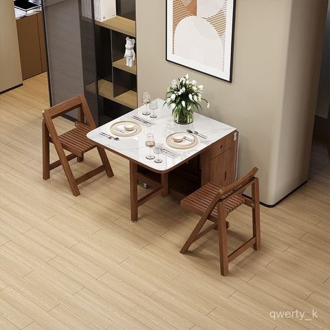 Solid Wood Folding Dining Table Small Apartment Extendable ... with Extendable Dining Table For Small Apartment